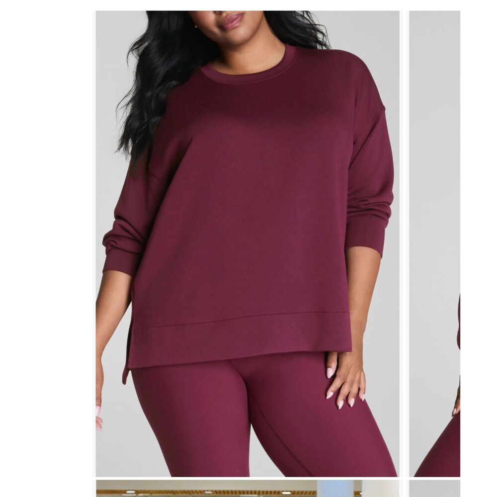 SPANX AirEssentials Crewneck Sweatshirt Plum Berry Purple Small NWT